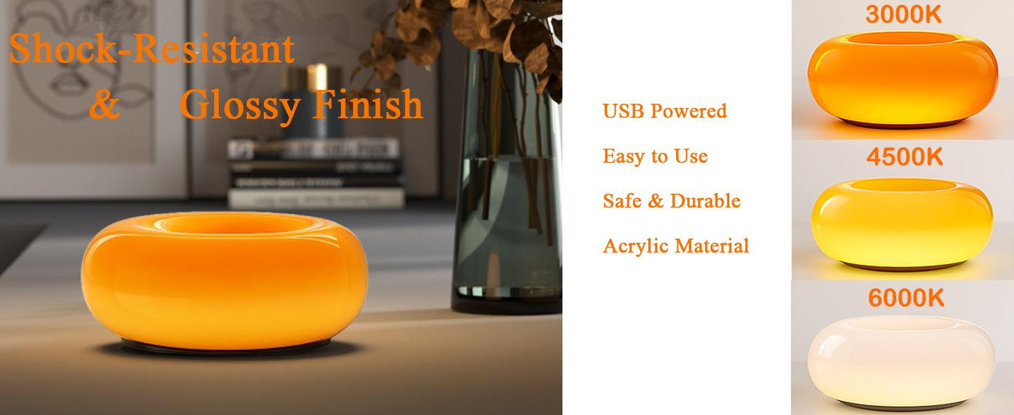 Aesthetic Doughnut LED Night Lamp – Cozy Ambient Light, Touch Control,Warm Color