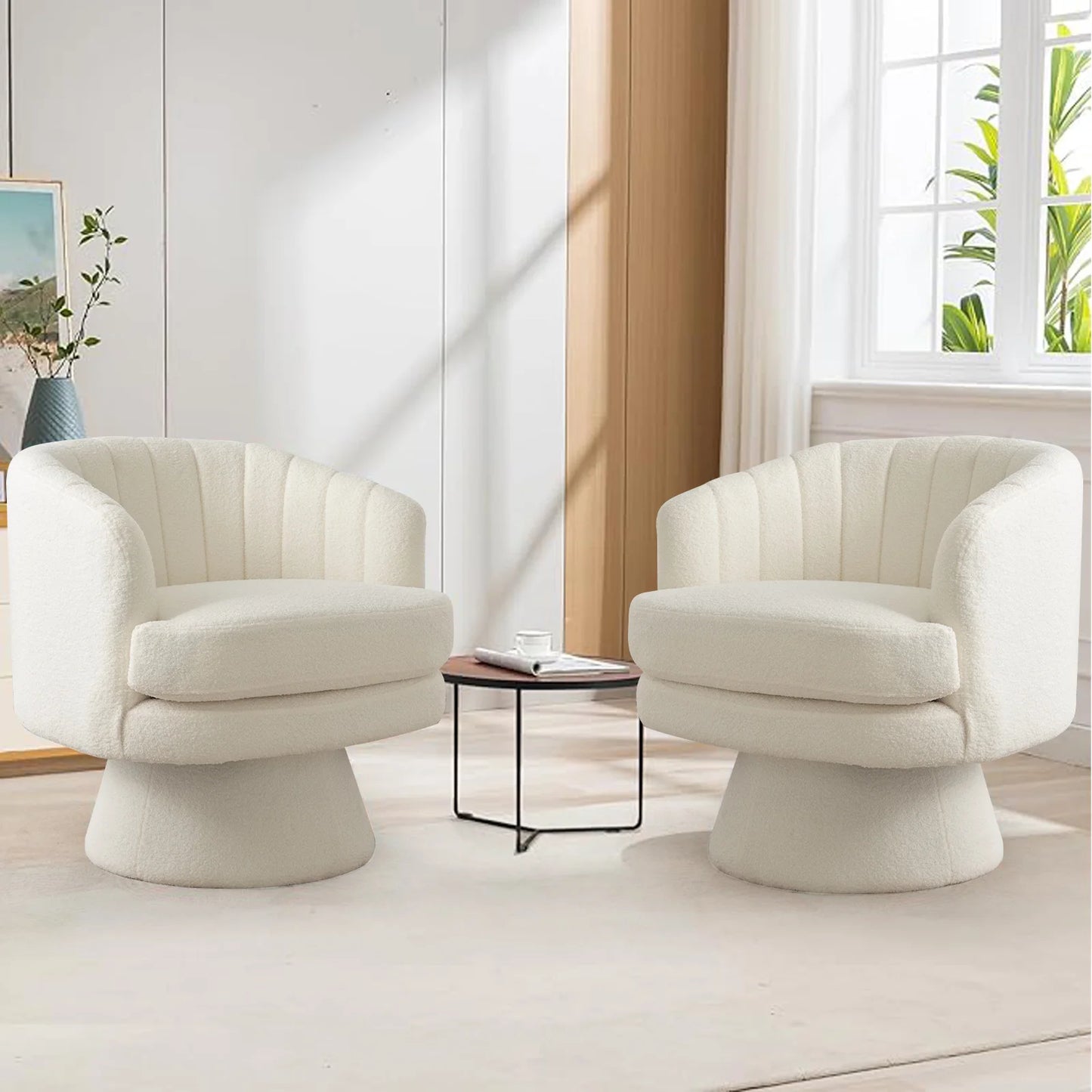Swivel Accent Chair with Armrest, Modern 360 Degree Swivel Barrel Chair with Curve Back for Living Room,Bedroom,Waiting Room