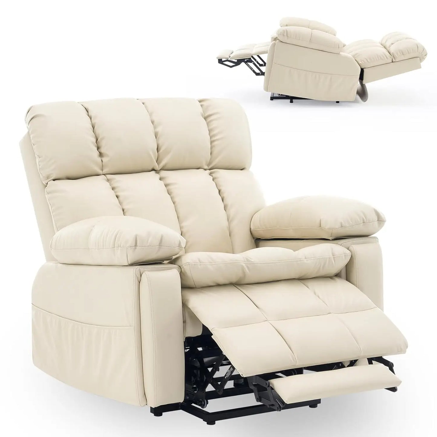 Oversized Dual Motor Power Lift Recliner Chair with Adjustable Headrest for Elderly Faux Leather Customizable Infinite Position