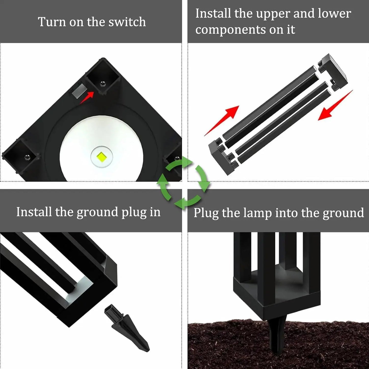 Outdoor Solar Floor Lamps, 2-Piece Garden Patio Lanterns for Pathway Driveway