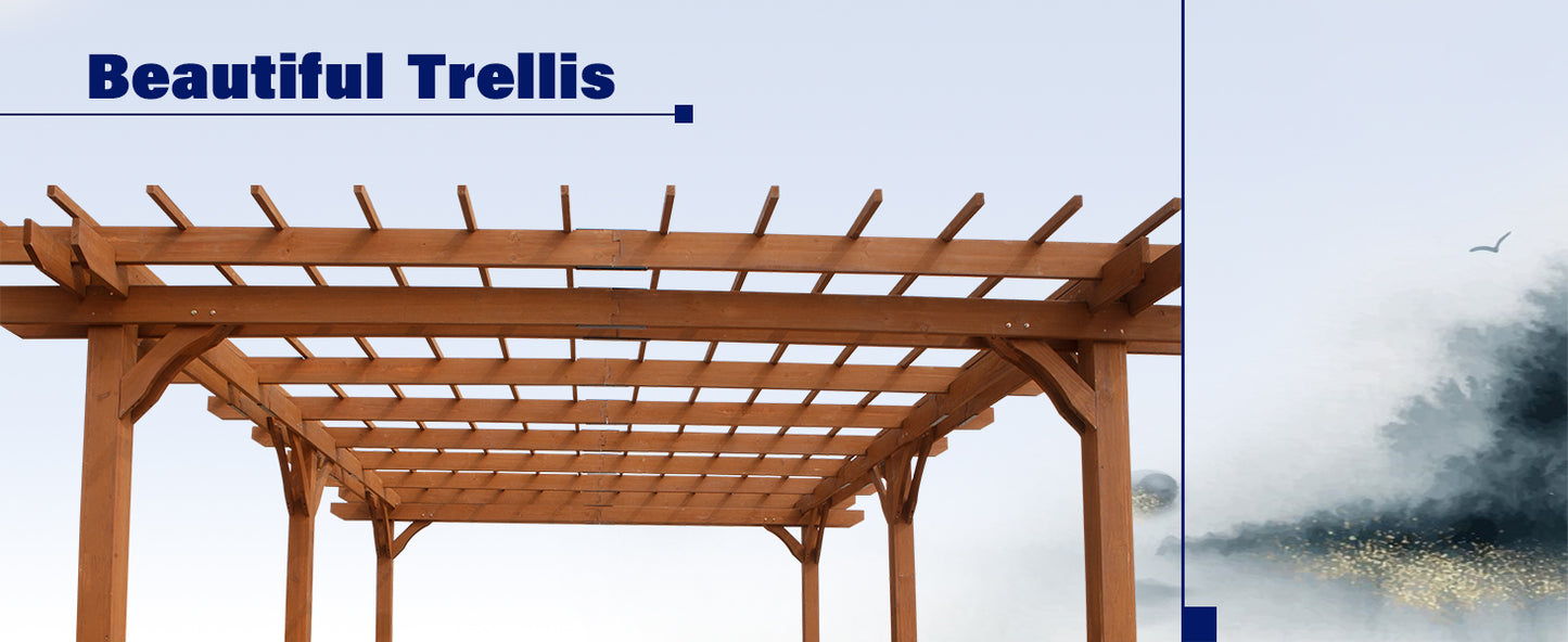 LZBEITEM Outdoor Gazebo Wooden Grape pergola for Climbing Plant Support, Garden, Terrace, Backyard, Deck, Brown
