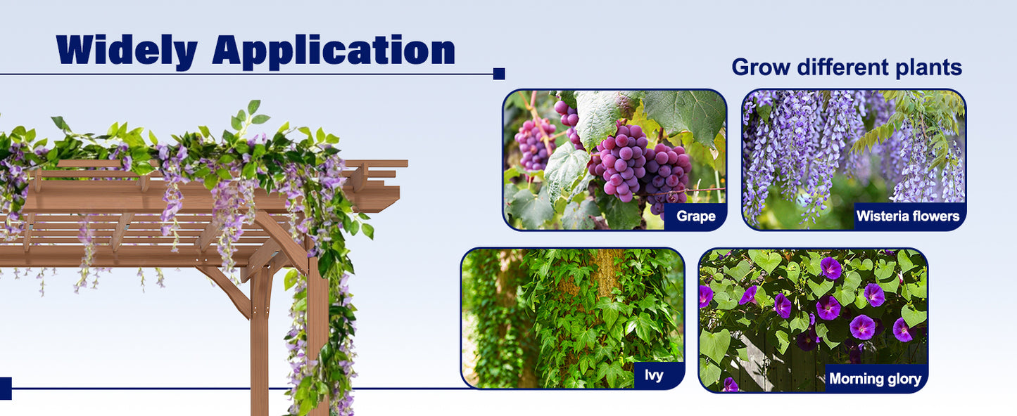 LZBEITEM Outdoor Gazebo Wooden Grape pergola for Climbing Plant Support, Garden, Terrace, Backyard, Deck, Brown