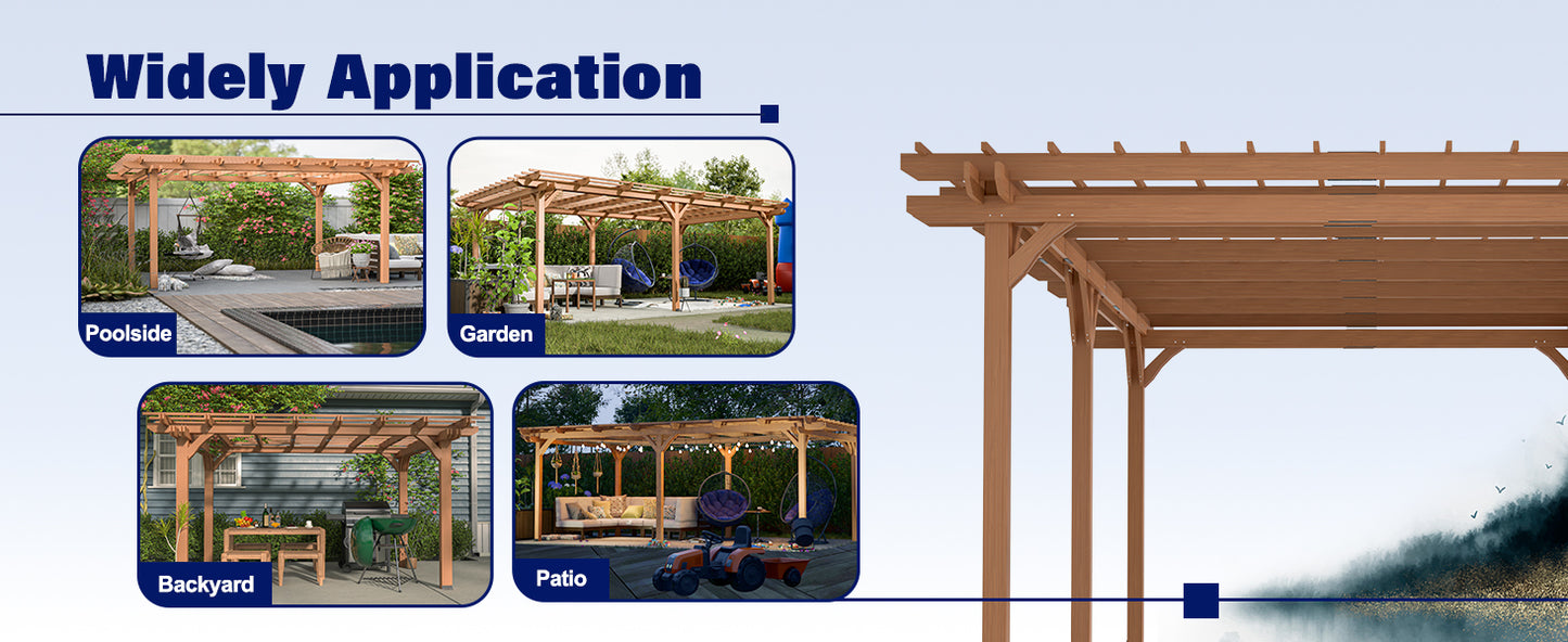 LZBEITEM Outdoor Gazebo Wooden Grape pergola for Climbing Plant Support, Garden, Terrace, Backyard, Deck, Brown