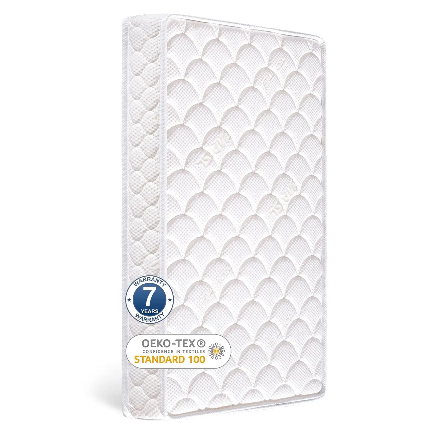Dual-Sided Crib and Toddler Mattress - 52x27.6x5 Inches, Breathable Knitted Fabric, Fits Standard Beds