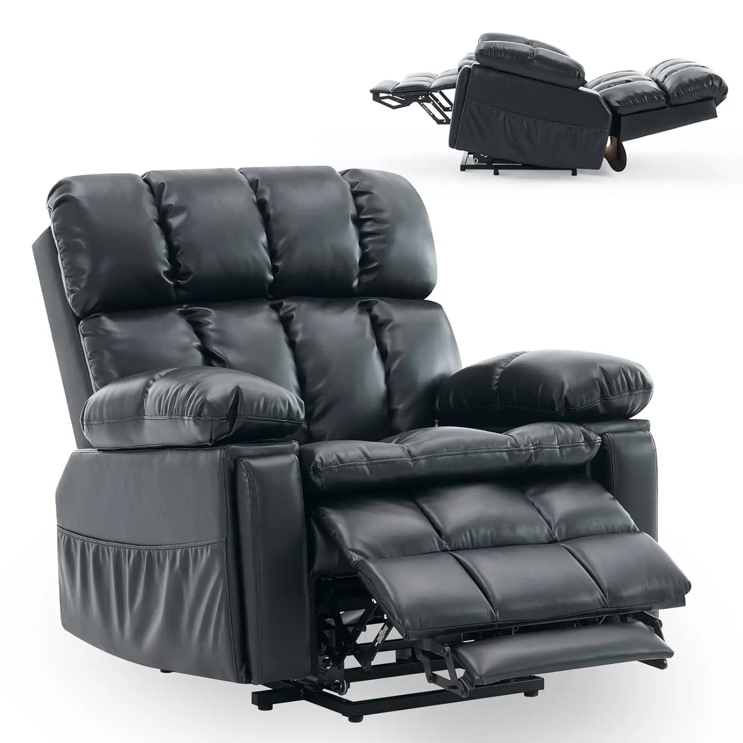 Oversized Dual Motor Power Lift Recliner Chair with Adjustable Headrest for Elderly Faux Leather Customizable Infinite Position