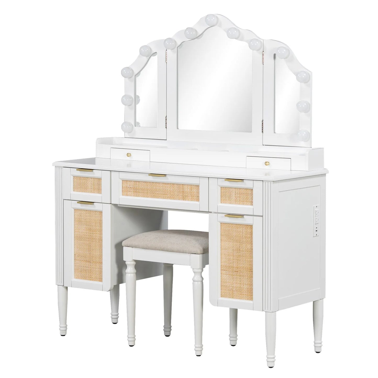 44" Makeup Vanity Desk w/13 Hollywood Bulbs &3 Lighting Modes Dressing Table