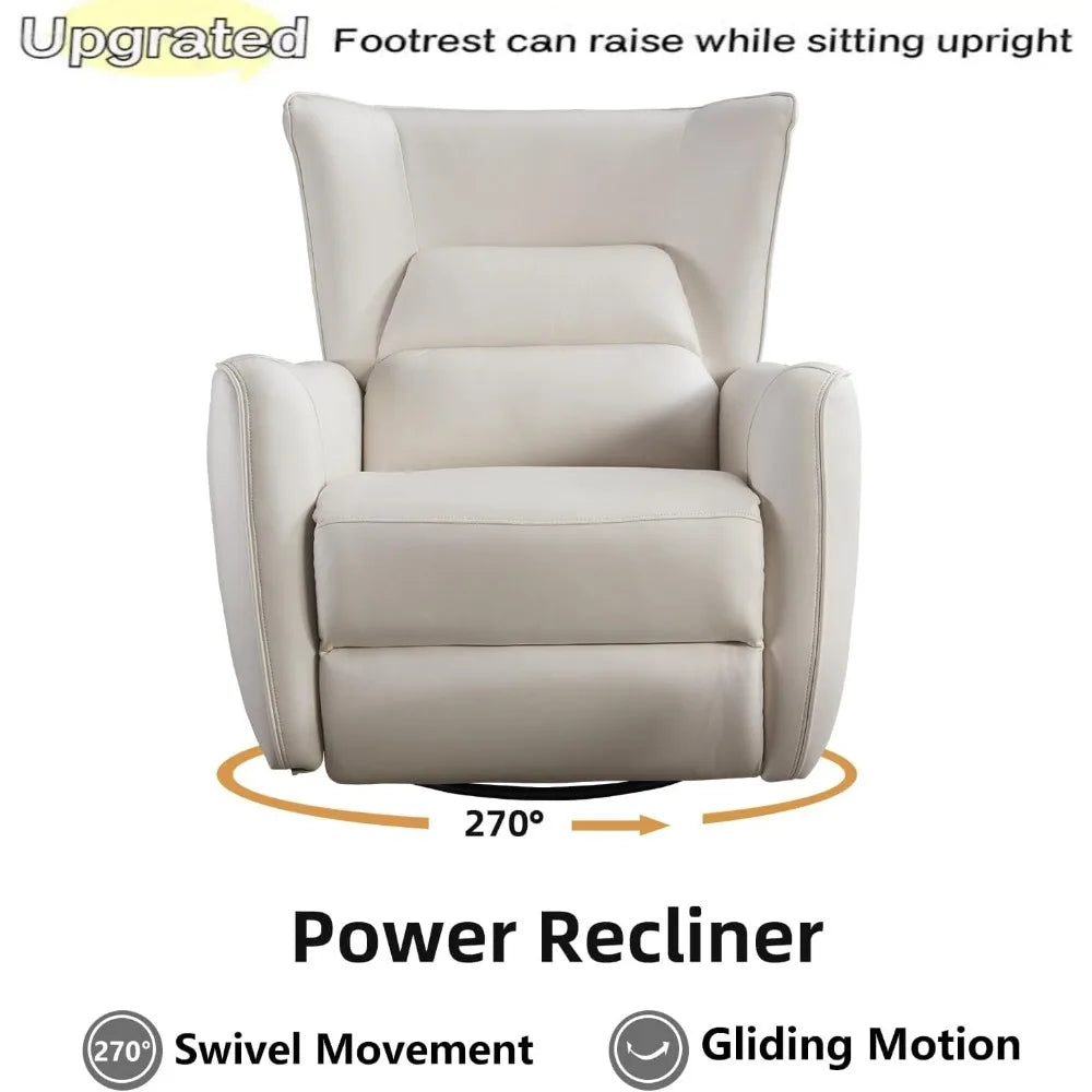 Power Swivel Rocker Recliner Glider, Oversize Electric Swivel Rocker Recliners with Highly Enveloping Backrest, Nursery Rocking