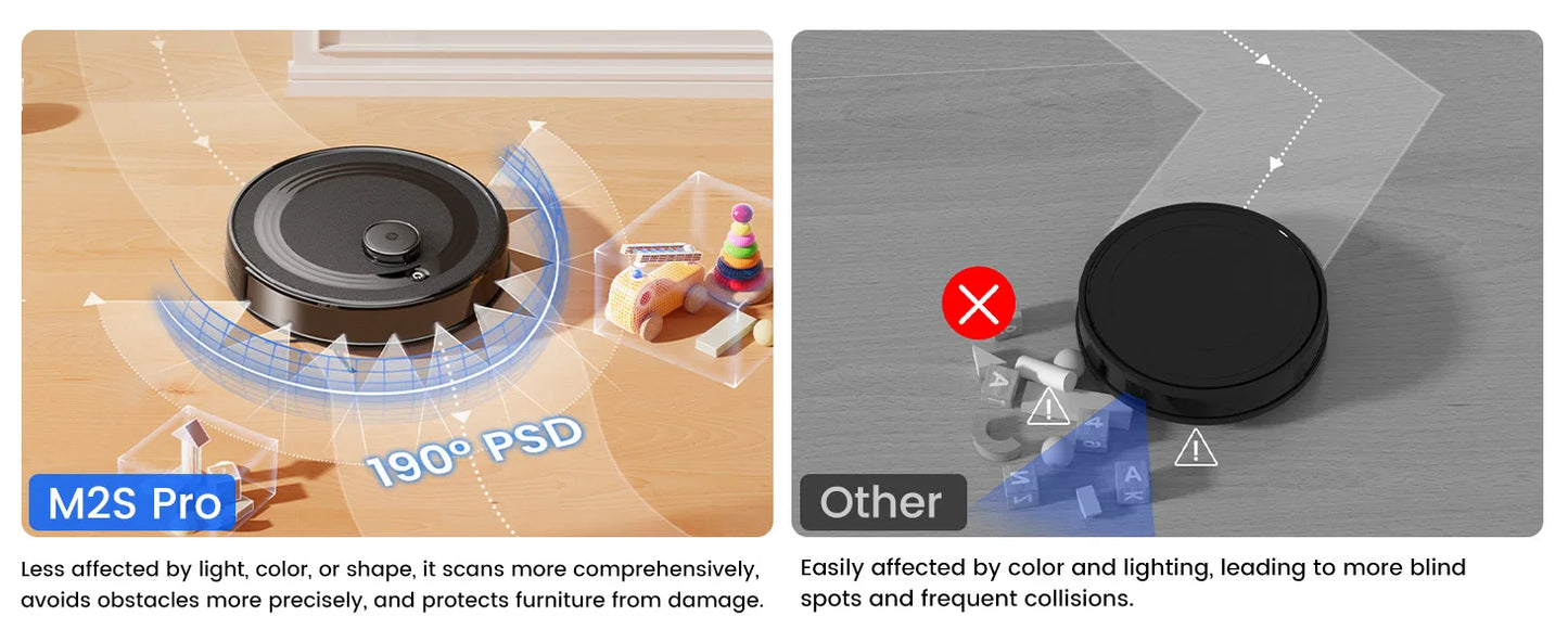 Lefant  Robot Vacuum Cleaner with Automatic Emptying M2S Pro,10000Pa, 240 Minutes, Laser Navigation DTOF, Ideal for Pet Hair