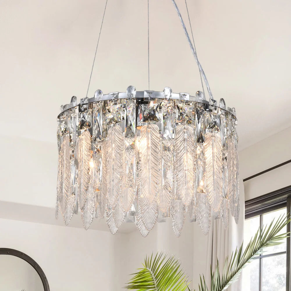 Modern Crystal Chandelier Living Room Ceiling Chandeliers Villa Loft Silver Lustre Lighting Home Decor Hanging Ceiling Lights