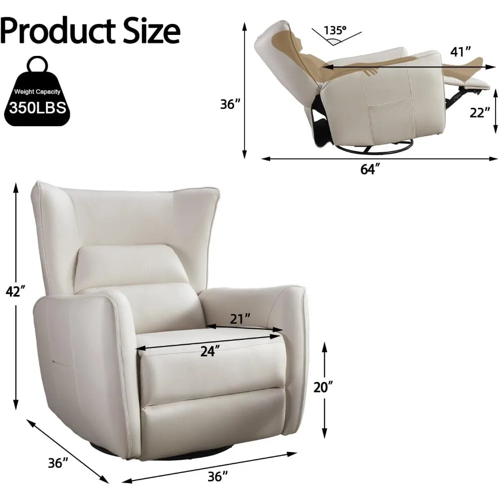 Power Swivel Rocker Recliner Glider, Oversize Electric Swivel Rocker Recliners with Highly Enveloping Backrest, Nursery Rocking