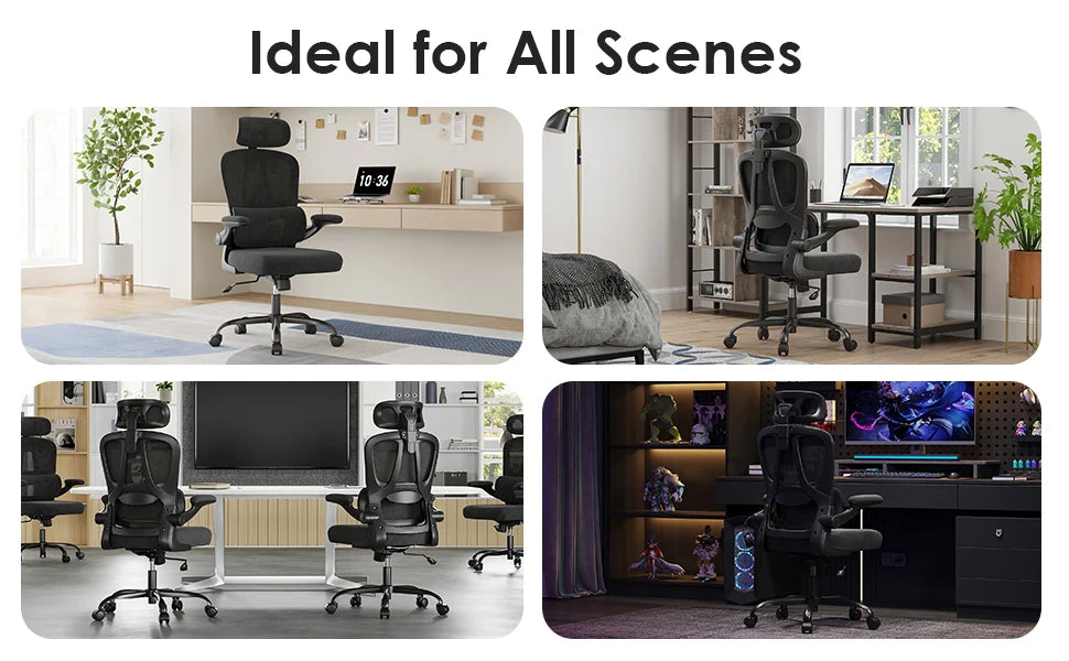 Ergonomic Office Chair, Desk Chair with Headrest and Lumbar Support, High Back Swivel Home Office Chair