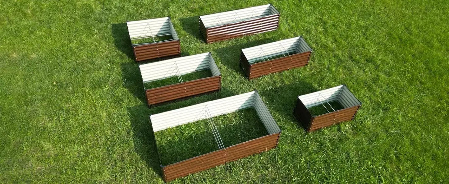 Galvanized Raised Garden Bed Outdoor, Oval Metal Planter Box for Planting Plants Vegetables, Brown