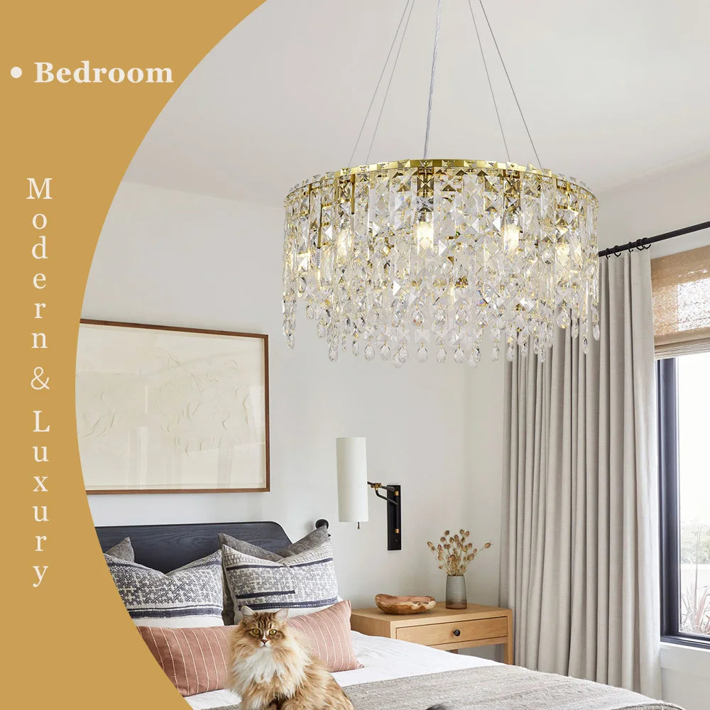 Modern Crystal Chandelier Living Room Ceiling Chandeliers Villa Loft Silver Lustre Lighting Home Decor Hanging Ceiling Lights