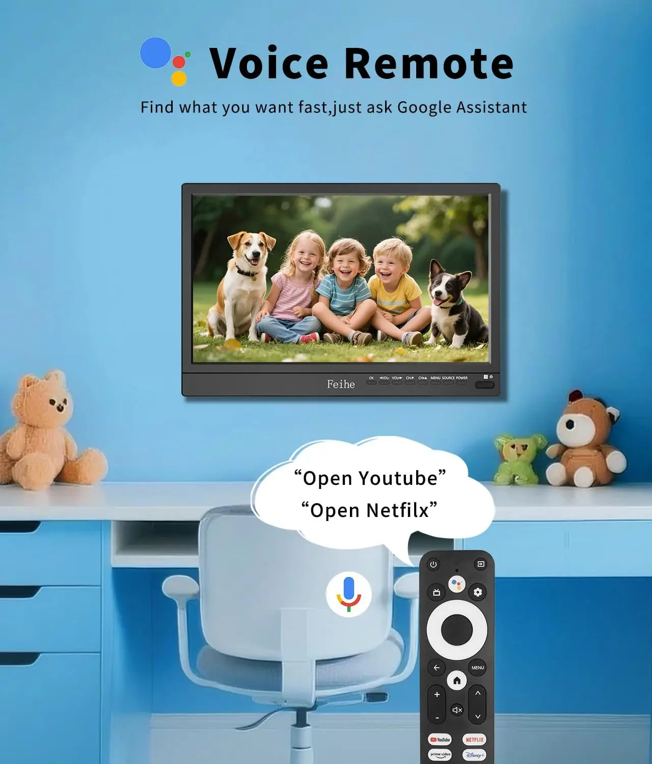 14 inch Smart TV with Wi-Fi, HD Flat Screen, Voice Remote for Kitchen, Home, RV or Portable Use