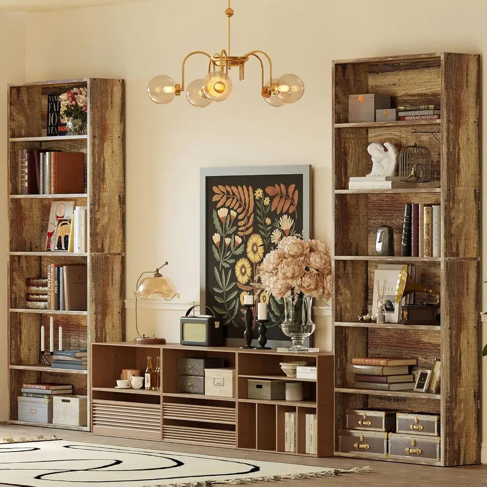 IRONCK Bookshelves and Bookcases Set of 2 Floor Standing 6 Tiers Display Storage Shelves 70 in Tall Bookcase for Home Office