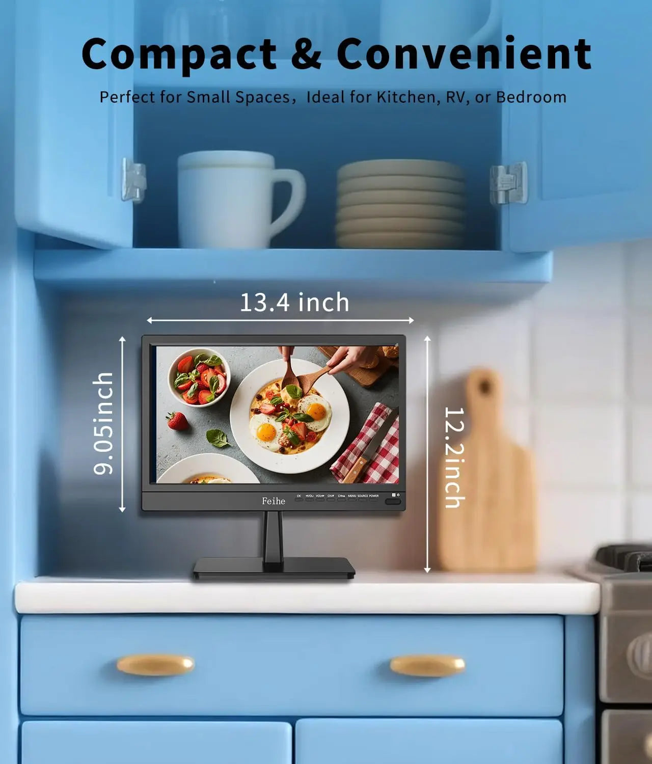 14 inch Smart TV with Wi-Fi, HD Flat Screen, Voice Remote for Kitchen, Home, RV or Portable Use