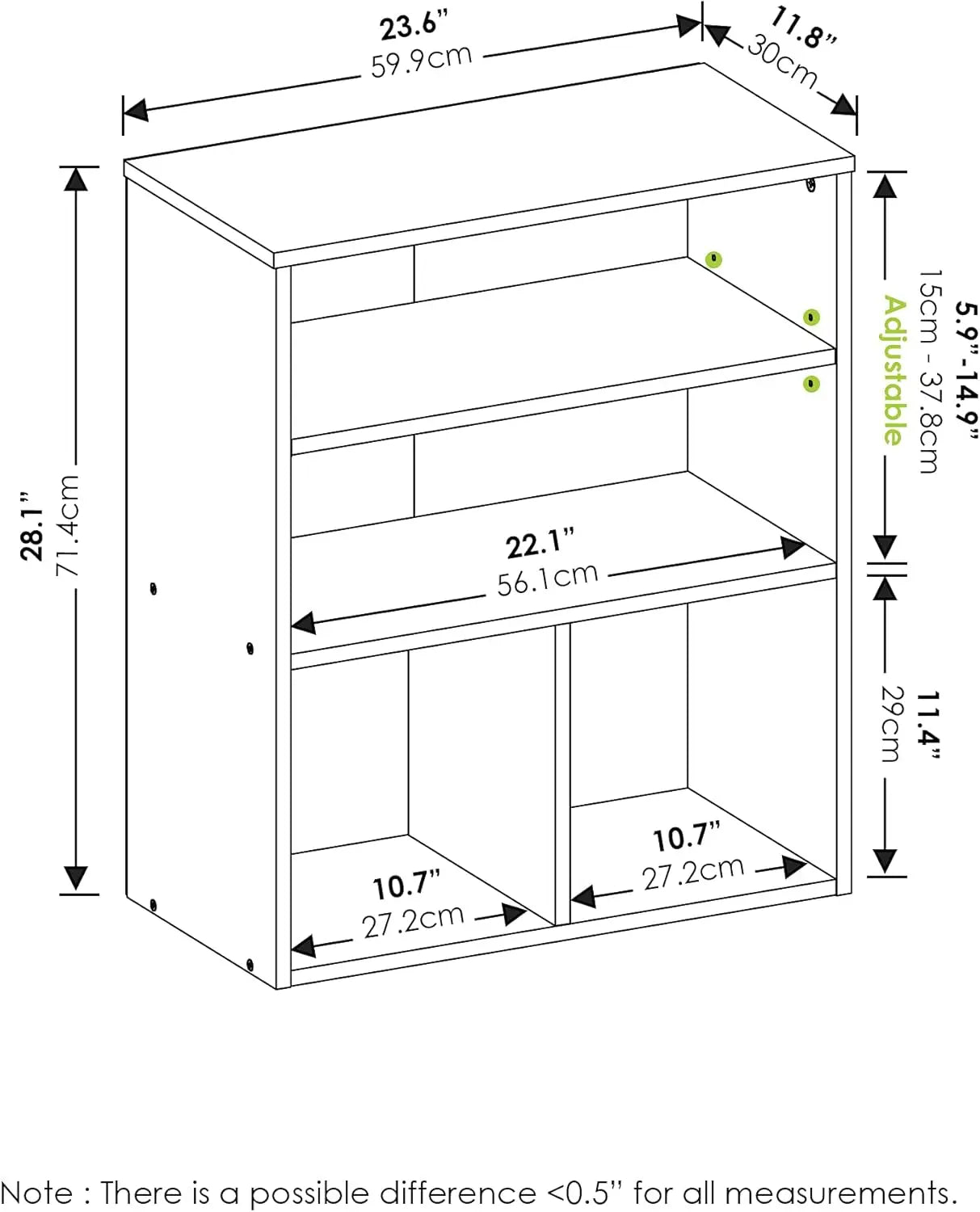 3 Tier White Display Bookcase for Home Office Storage and Organization