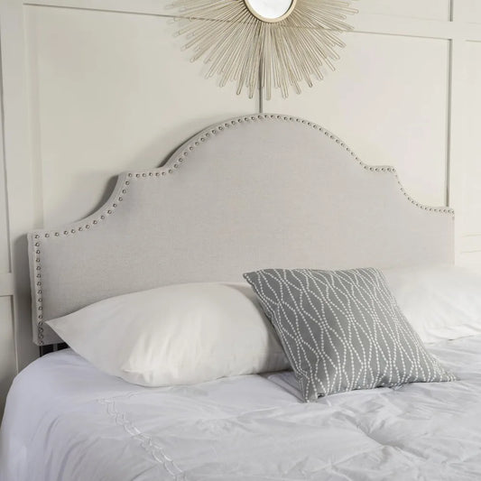 Home Headboard - Fully Upholstered, Queen / Full, Light Grey