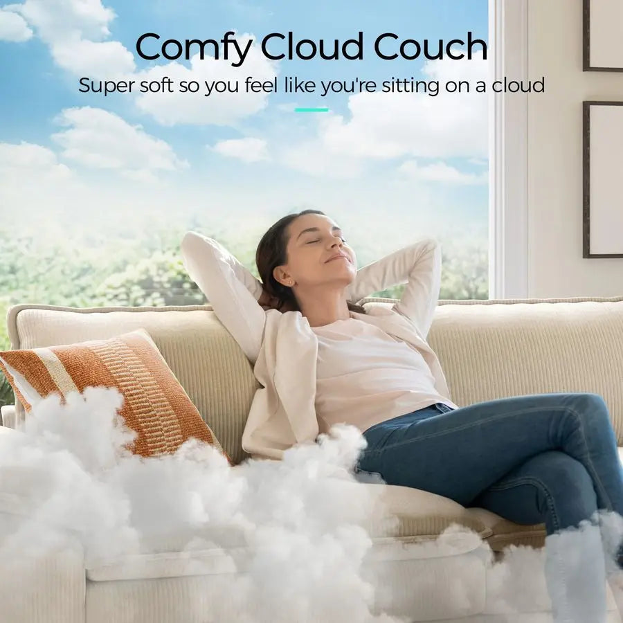 90 Cloud Loveseat Sofa, Modular Sectional Couches Corduroy Cloud Couch Soft Modern Comfy Love Seat Sofa Set for Living Room Apa
