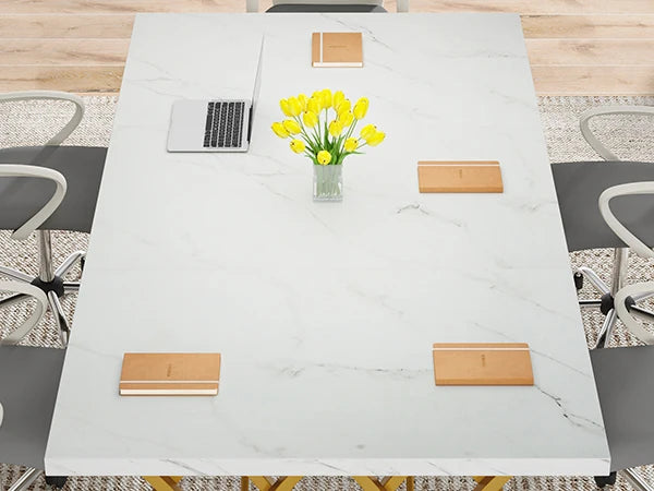 Tribesigns Modern Office Desk, 70.9" Wooden Computer Desk,Executive Desk with Gold Metal Legs, Large Workstation Home Office