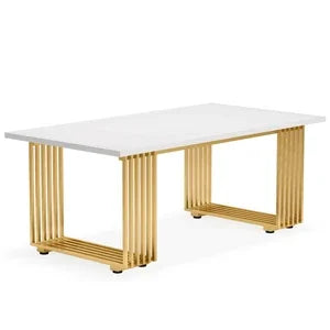 Tribesigns Modern Office Desk, 70.9" Wooden Computer Desk,Executive Desk with Gold Metal Legs, Large Workstation Home Office