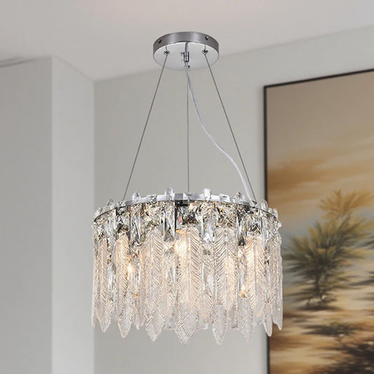 Modern Crystal Chandelier Living Room Ceiling Chandeliers Villa Loft Silver Lustre Lighting Home Decor Hanging Ceiling Lights