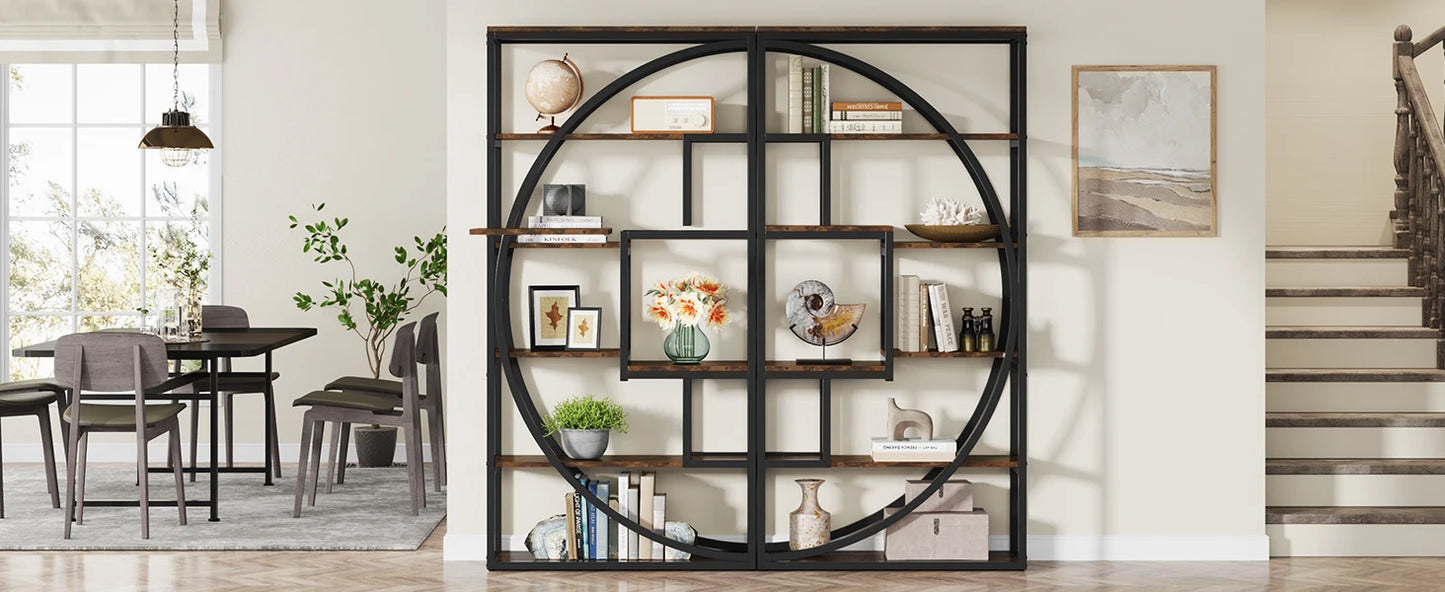 Bookshelf, Industrial 5-Tier Etagere Bookcase, 70.8 inch Tall Bookshelf , Book Shelf Display Tack Shelving Unit