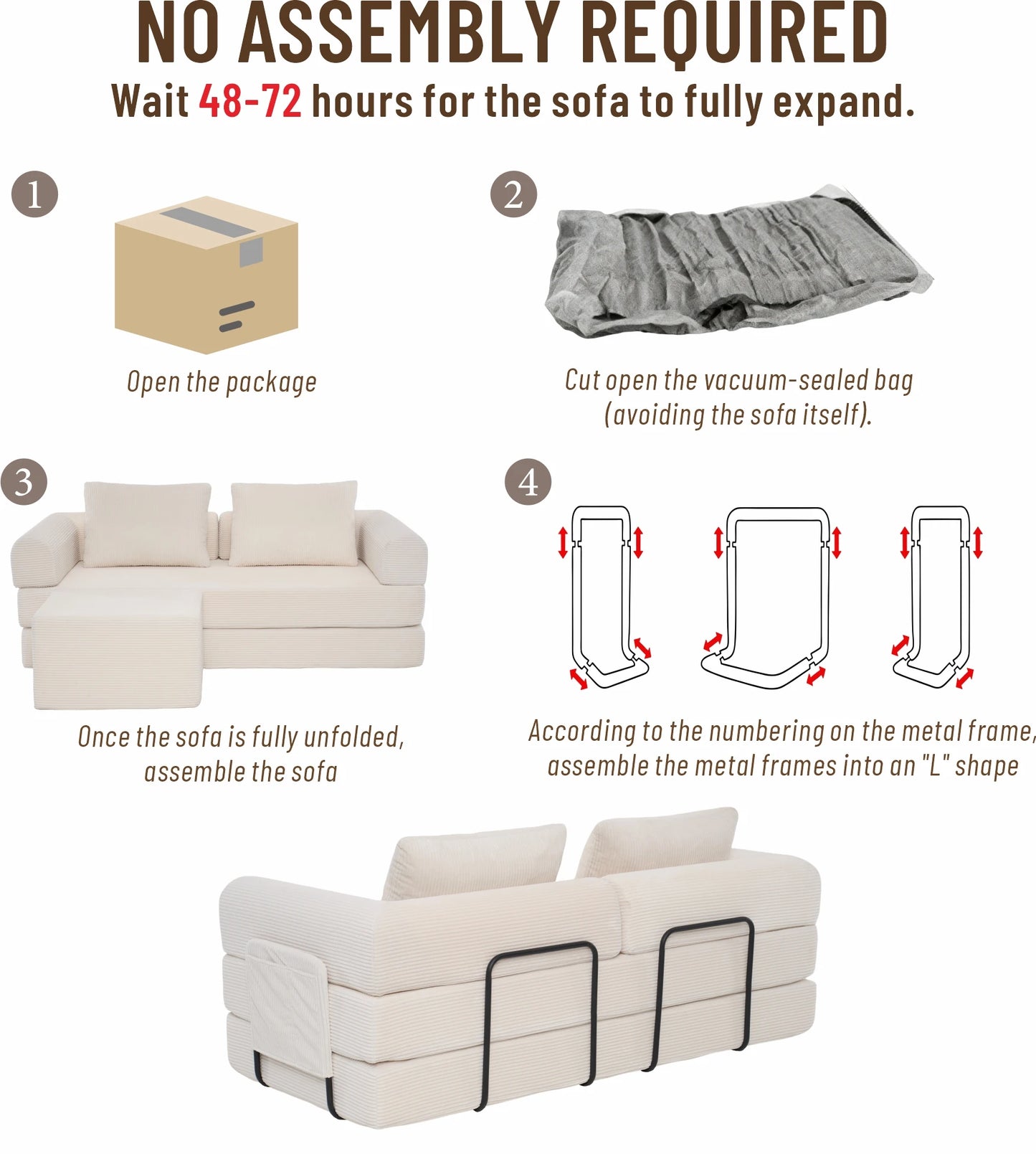 78" Modular Corduroy Sofa Bed with Ottoman, 5in1 Folding Floor Mattress Couch,Sleeper Sofa with Fixed-Shape Frame,Futon Sofa Bed