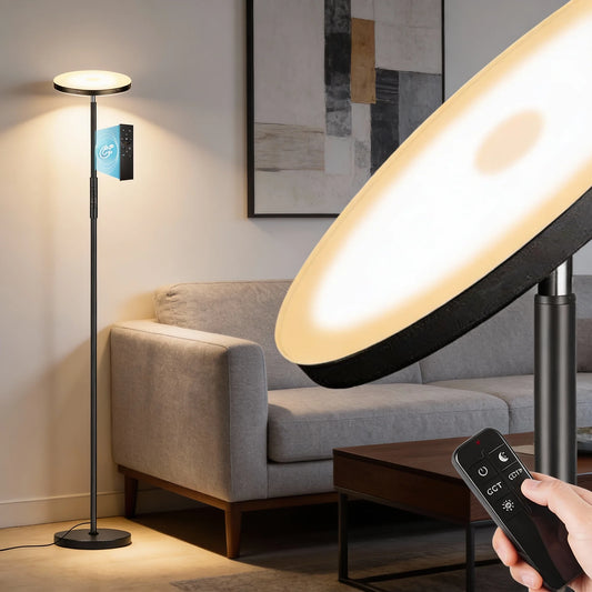 Upgraded Floor Lamp, 36 Watts 3600 Lumens, Super Bright Led Floor Lamp, Suitable for Living Room, Bedroom, Office, Modern Dimmable Tall Floor Lamp, with Remote Control