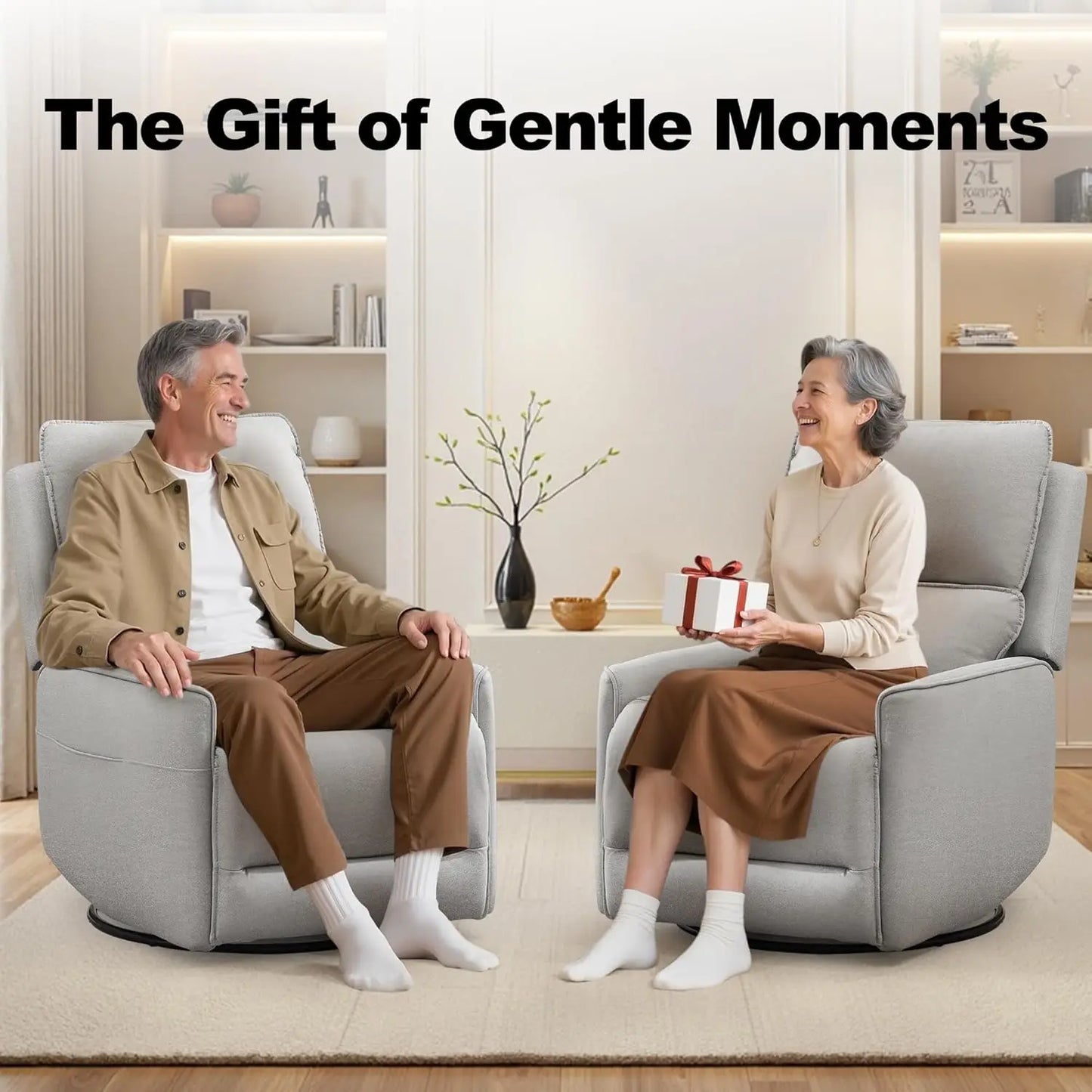 Recliner Chair 360 Swivel Rocker Recliner Chairs for Adults, Small Recliners for Small Spaces, Upholstered Nursery, Customized