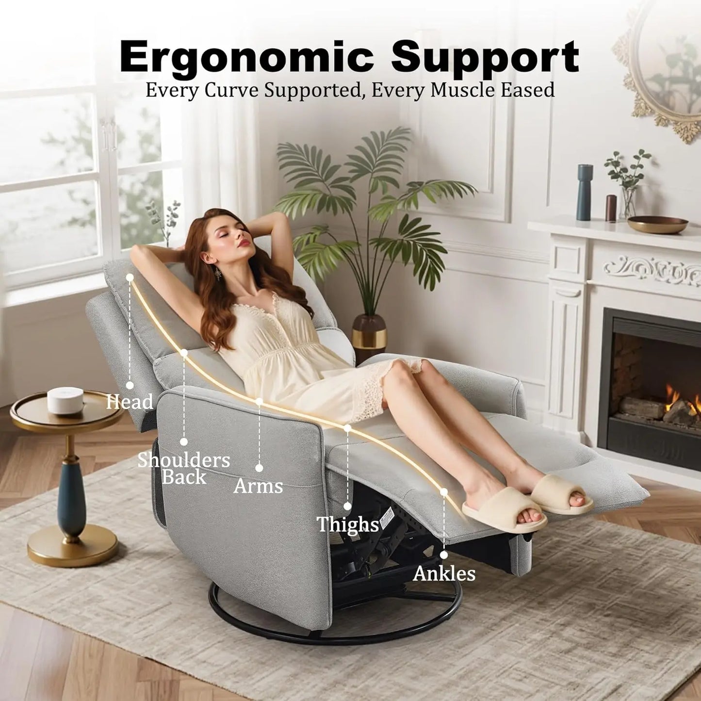 Recliner Chair 360 Swivel Rocker Recliner Chairs for Adults, Small Recliners for Small Spaces, Upholstered Nursery, Customized