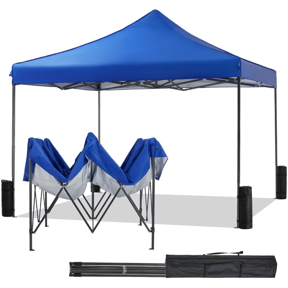 GIANNA 10x10 FT Pop Up Canopy Tent with Slant Legs and Carrying Bag, Easy Setup Outdoor Shelter for Patio, Garden, Beach, Blue