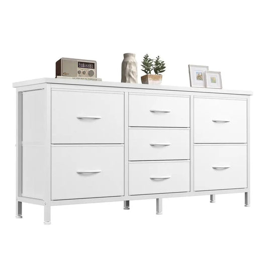 Dresser for Bedroom with 7 Storage Drawers, Fabric Chest of Drawers with Metal Frame, Living Room Storage Organizers Units for C