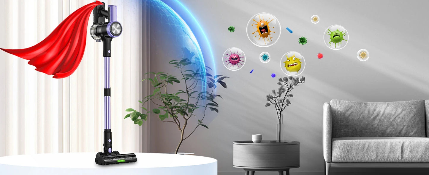 500W/55KPA Self-Standing Cordless Vacuum Cleaner,60 Mins Handheld Vacuum Cleaners,Smart LED Screen Vacuum for Carpet/Pet Hair