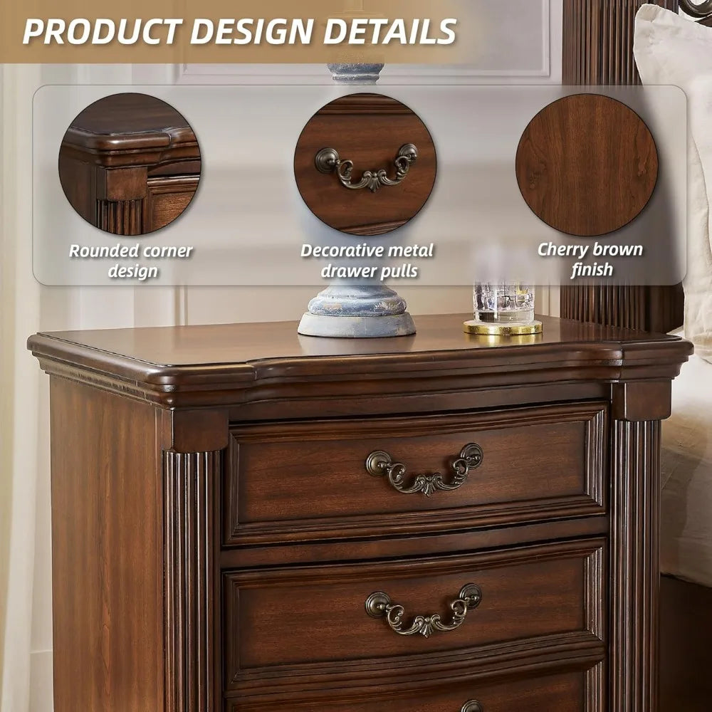 Ashley Lavinton Classic Style 2-Drawer Nightstand, 28 High, Dark Brown Finish for Bedroom Use