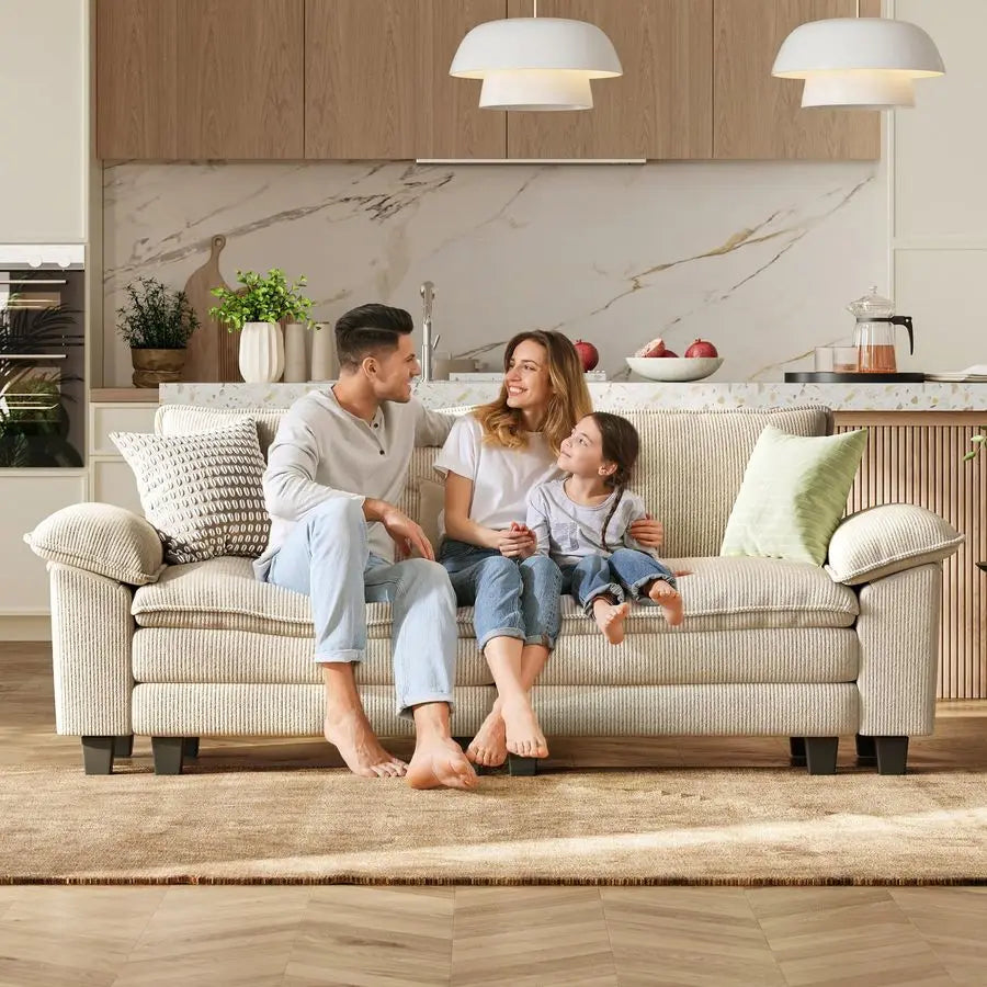 90 Cloud Loveseat Sofa, Modular Sectional Couches Corduroy Cloud Couch Soft Modern Comfy Love Seat Sofa Set for Living Room Apa