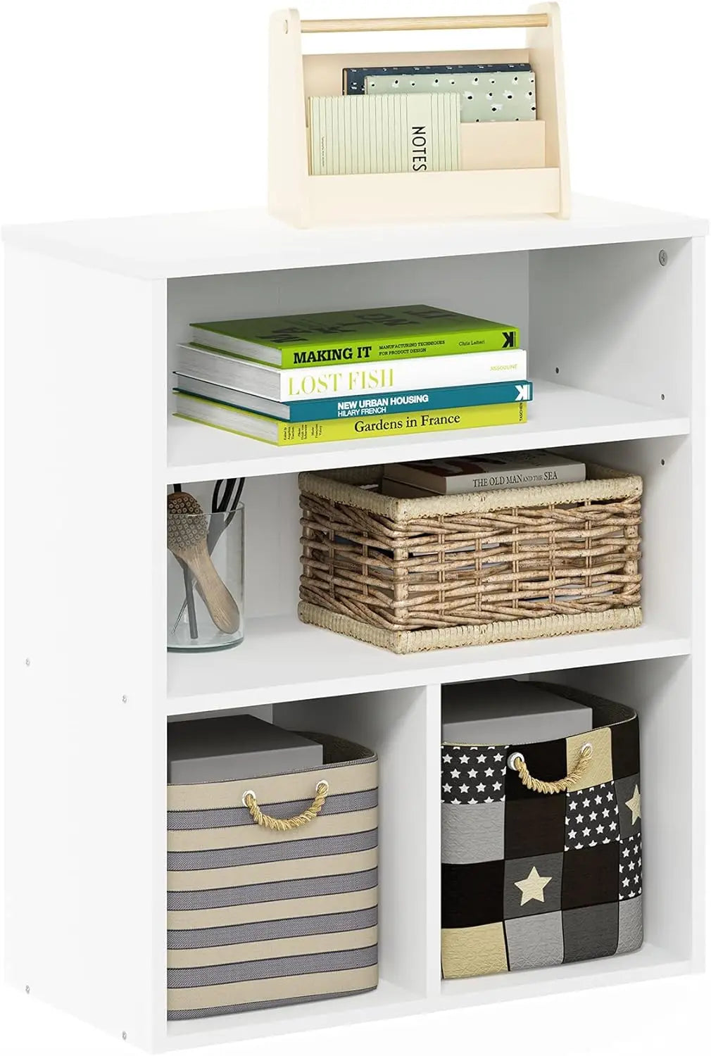 3 Tier White Display Bookcase for Home Office Storage and Organization