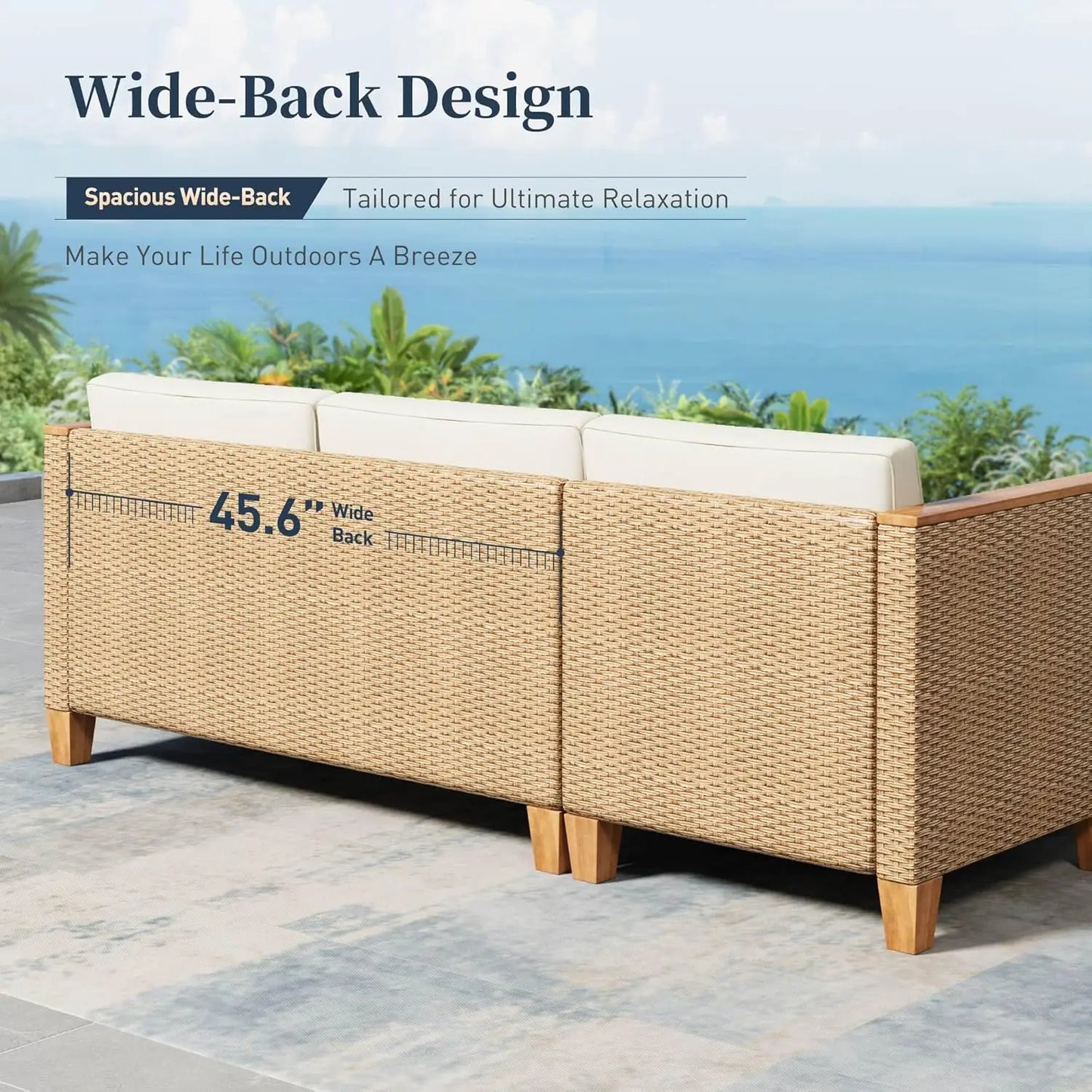 Small Patio Furniture Set, 3 Piece Wicker Outdoor Patio Conversation Set, Outside L-Shaped Sectional Sofa Couch, Customized