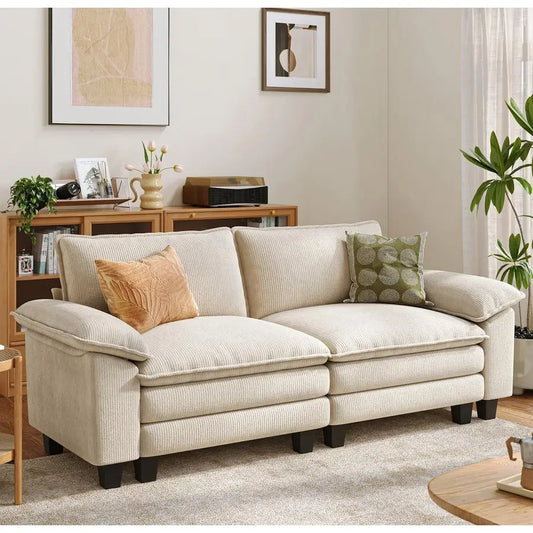 90 Cloud Loveseat Sofa, Modular Sectional Couches Corduroy Cloud Couch Soft Modern Comfy Love Seat Sofa Set for Living Room Apa