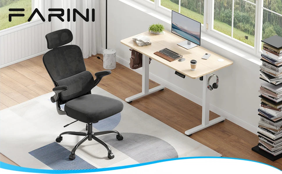 Ergonomic Office Chair, Desk Chair with Headrest and Lumbar Support, High Back Swivel Home Office Chair