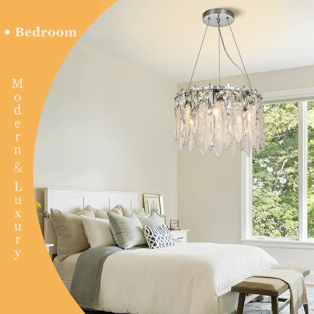Modern Crystal Chandelier Living Room Ceiling Chandeliers Villa Loft Silver Lustre Lighting Home Decor Hanging Ceiling Lights