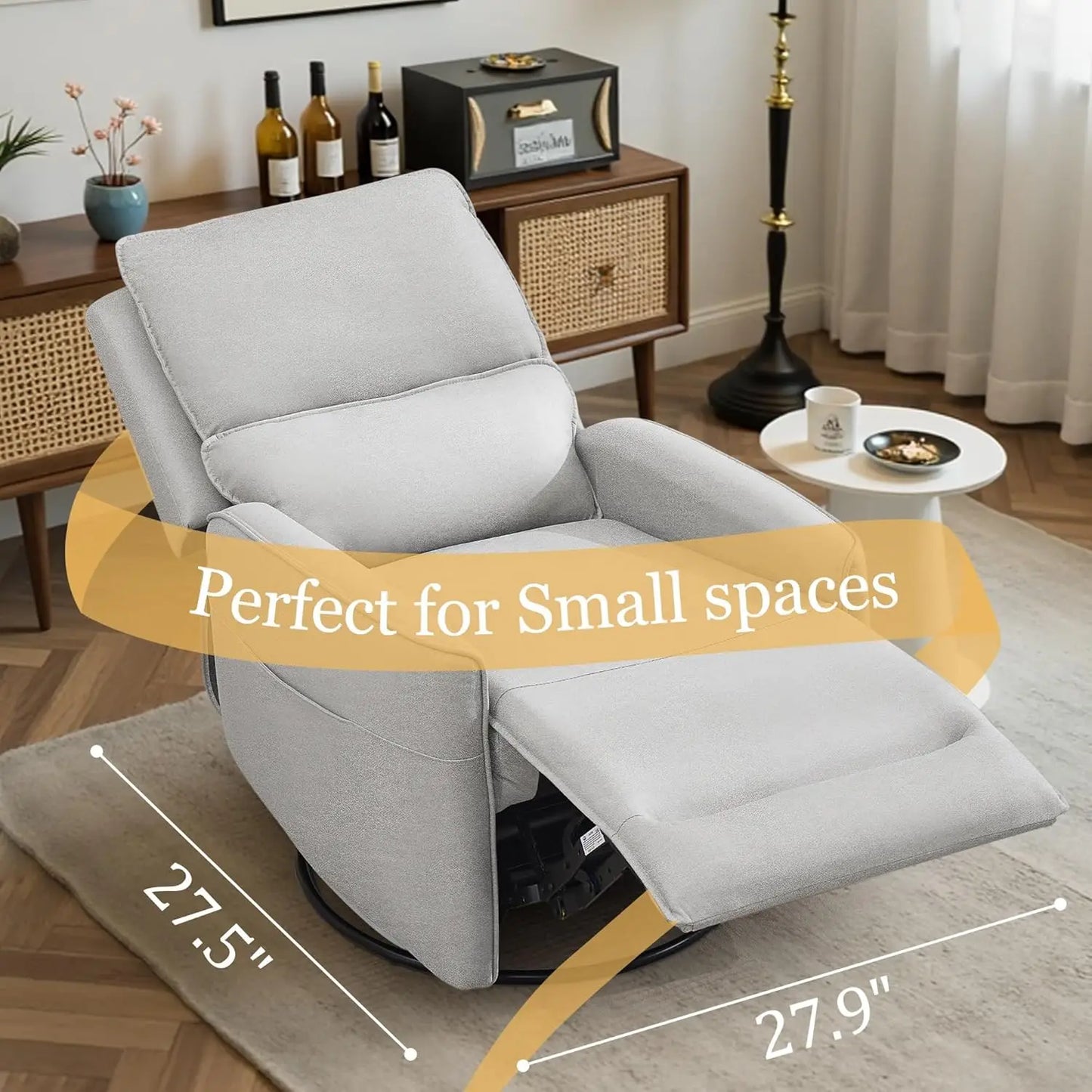 Recliner Chair 360 Swivel Rocker Recliner Chairs for Adults, Small Recliners for Small Spaces, Upholstered Nursery, Customized