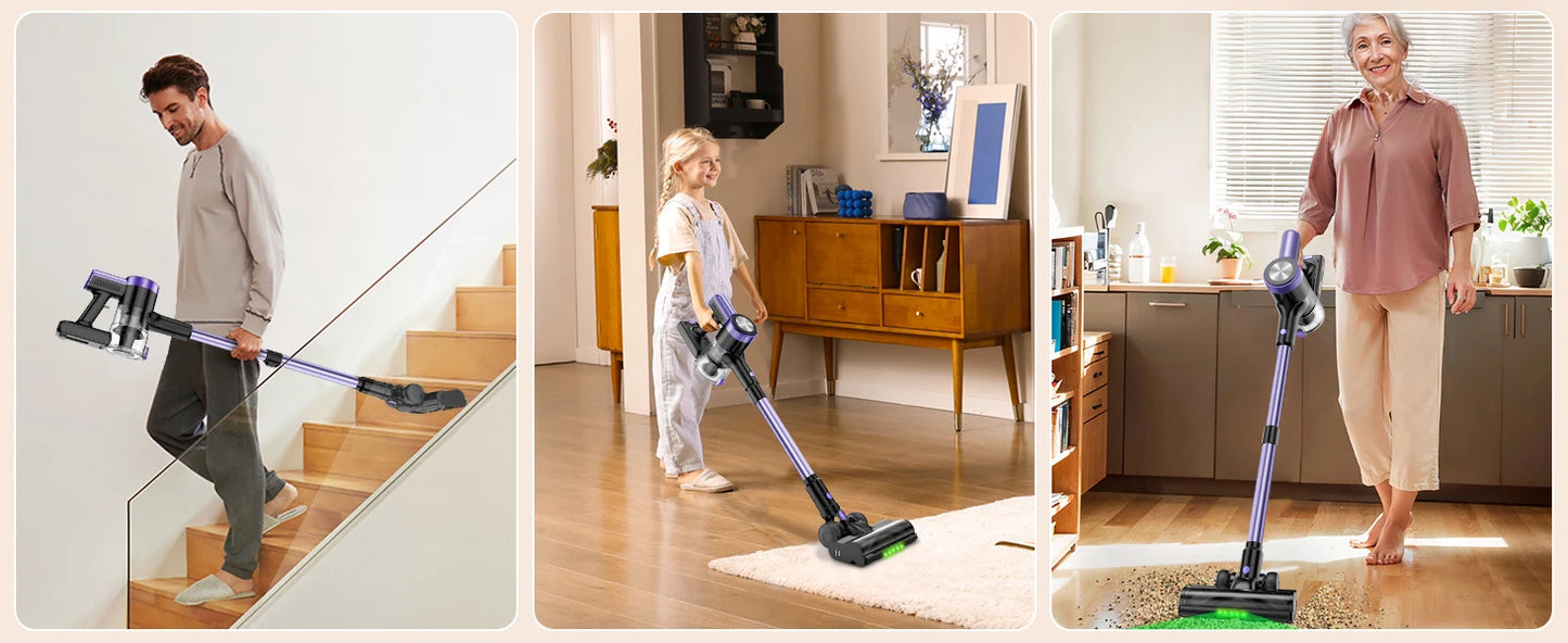 500W/55KPA Self-Standing Cordless Vacuum Cleaner,60 Mins Handheld Vacuum Cleaners,Smart LED Screen Vacuum for Carpet/Pet Hair