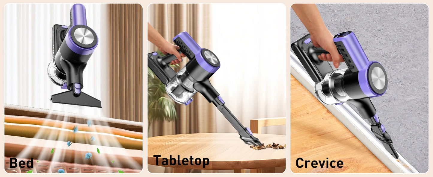 500W/55KPA Self-Standing Cordless Vacuum Cleaner,60 Mins Handheld Vacuum Cleaners,Smart LED Screen Vacuum for Carpet/Pet Hair
