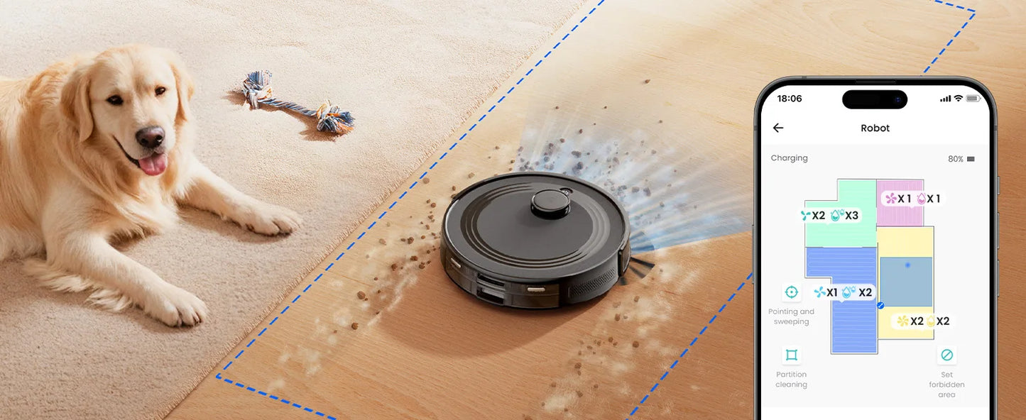 Lefant  Robot Vacuum Cleaner with Automatic Emptying M2S Pro,10000Pa, 240 Minutes, Laser Navigation DTOF, Ideal for Pet Hair