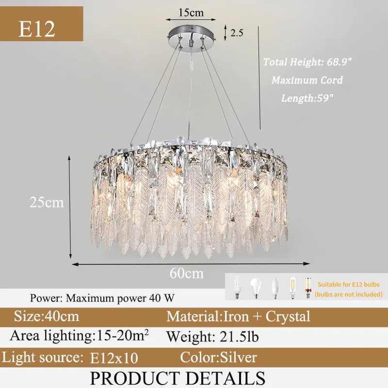 Modern Crystal Chandelier Living Room Ceiling Chandeliers Villa Loft Silver Lustre Lighting Home Decor Hanging Ceiling Lights