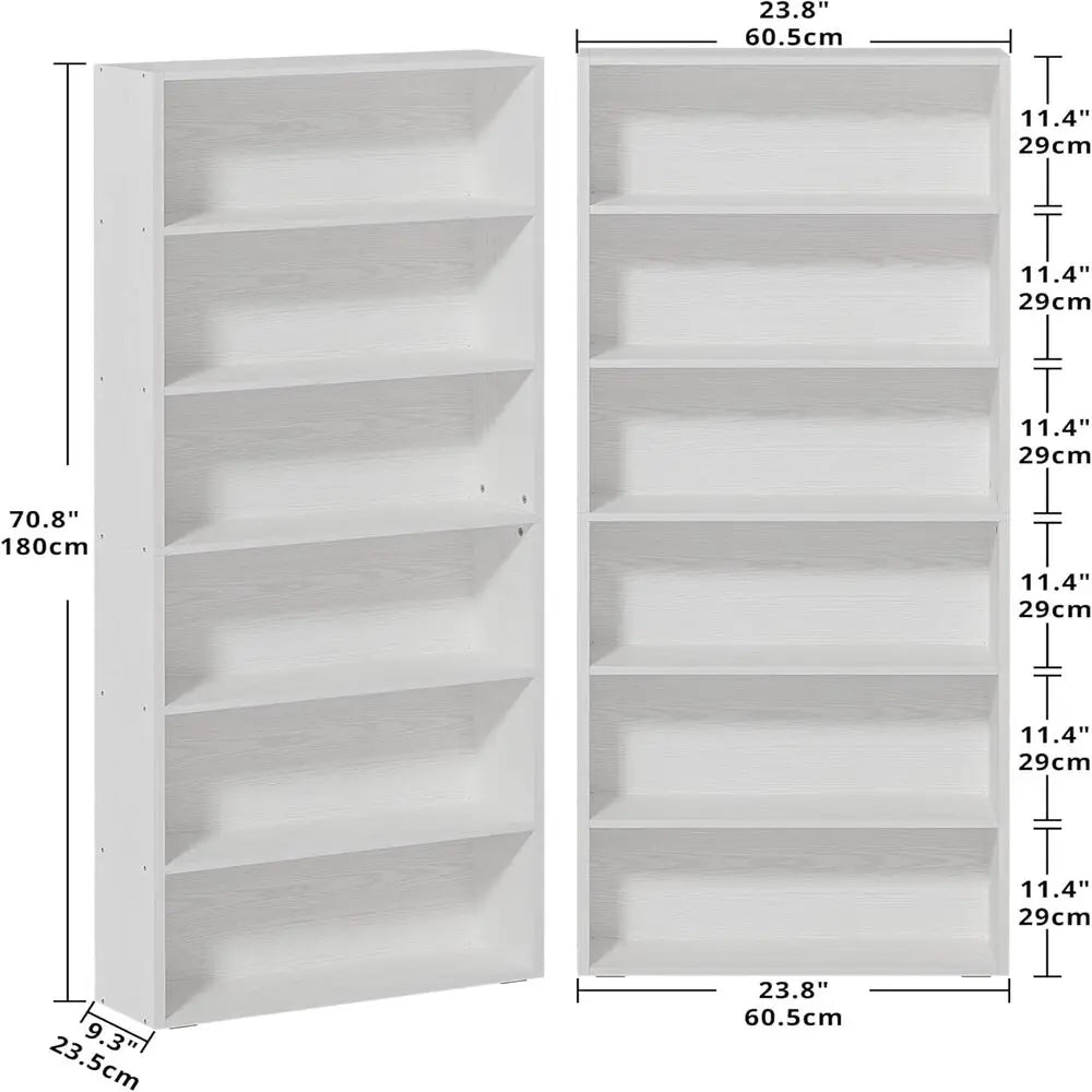 IRONCK Bookshelves and Bookcases Set of 2 Floor Standing 6 Tiers Display Storage Shelves 70 in Tall Bookcase for Home Office
