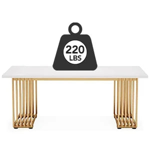 Tribesigns Modern Office Desk, 70.9" Wooden Computer Desk,Executive Desk with Gold Metal Legs, Large Workstation Home Office