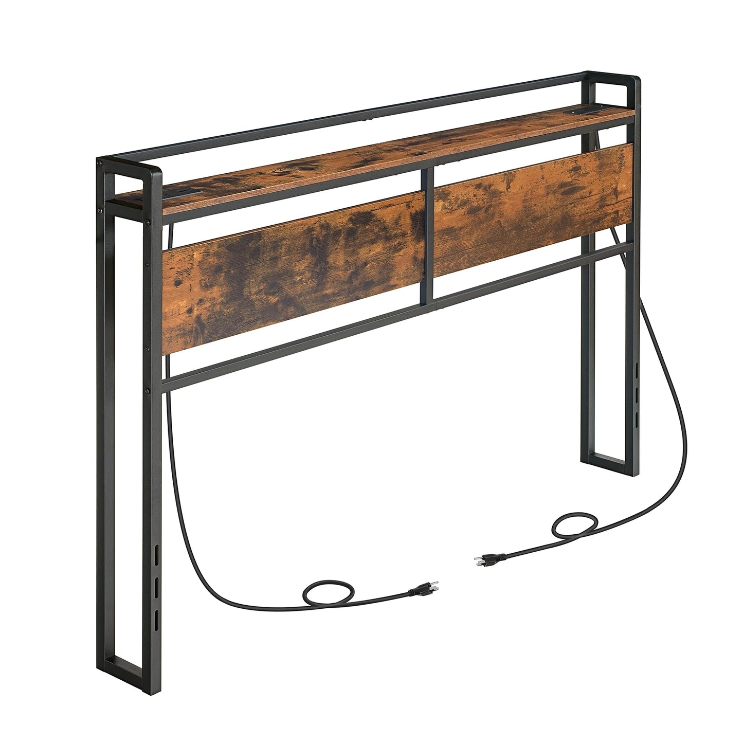 Headboard Queen Size, Headboard with 2 Outlets and 4 USB Ports, Adjustable Height, Storage Rack, Sturdy and Stable