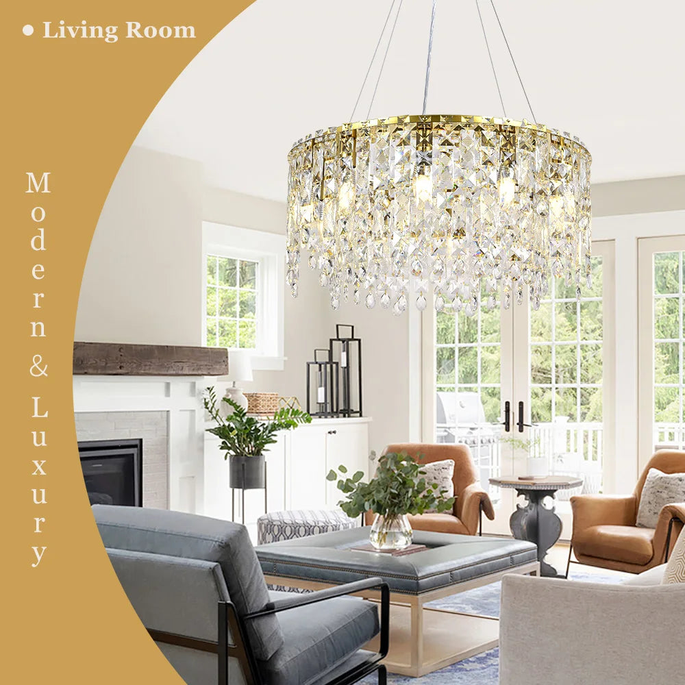 Modern Crystal Chandelier Living Room Ceiling Chandeliers Villa Loft Silver Lustre Lighting Home Decor Hanging Ceiling Lights